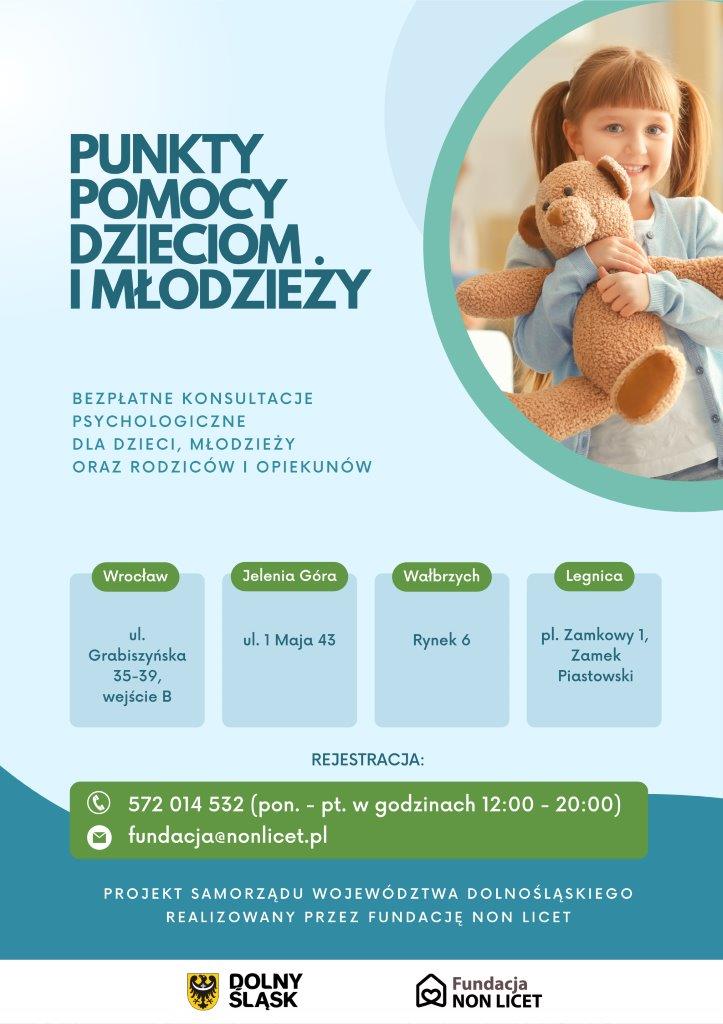 Ulotka Punkty Pomocy Dzieciom i Młodzieży
